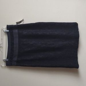 Worthington/JCPenny "black flower lace" lined wool‎ blend skirt Size 10